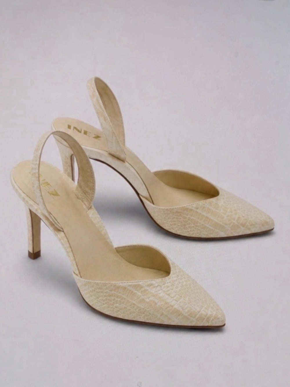 Inez Heels in Abalone Croc Leather size 10 M